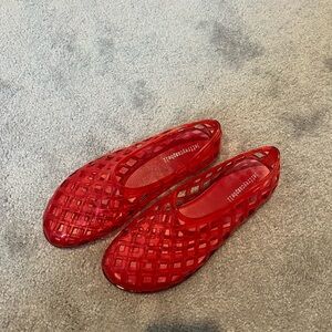 Jeffrey Campbell Red Mesh Flats